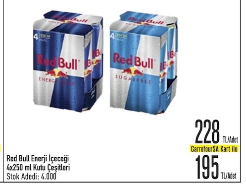 Red Bull Enerji İçeceği 4X250 Ml Kutu Çeşitleri