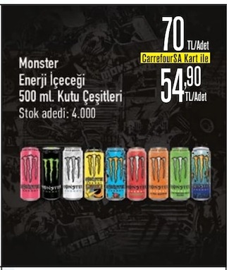 Monster Enerji İçeceği 500 Ml Kutu Çeşitleri
