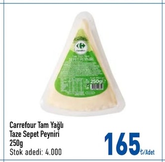 Carrefour Tam Yağlı Taze Sepet Peyniri 250G