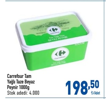 Carrefour Tam Yağlı Taze Beyaz Peynir 1000G