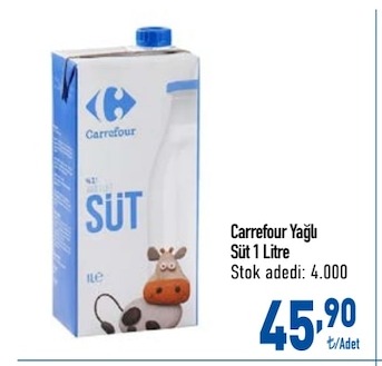 Carrefour Yağlı Süt 1 Litre