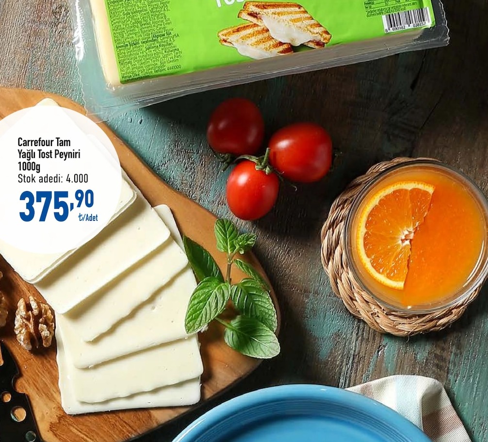 Carrefour Tam Yağlı Tost Peyniri 1000G