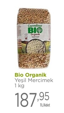 Bio Organik Yeşil Mercimek 1 Kg