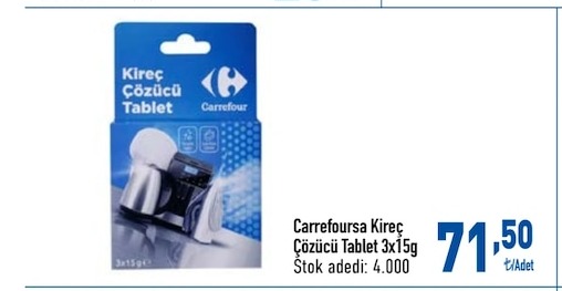 Carrefoursa Kireç Çözücü Tablet 3X15G