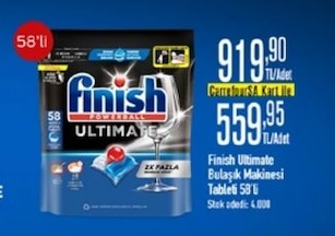 Finish Ultimate Bulaşık Makinesi Tableti 58'Li