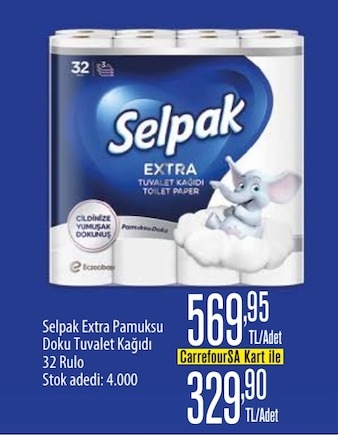 Selpak Extra Pamuksu Doku Tuvalet Kağıdı 32 Rulo