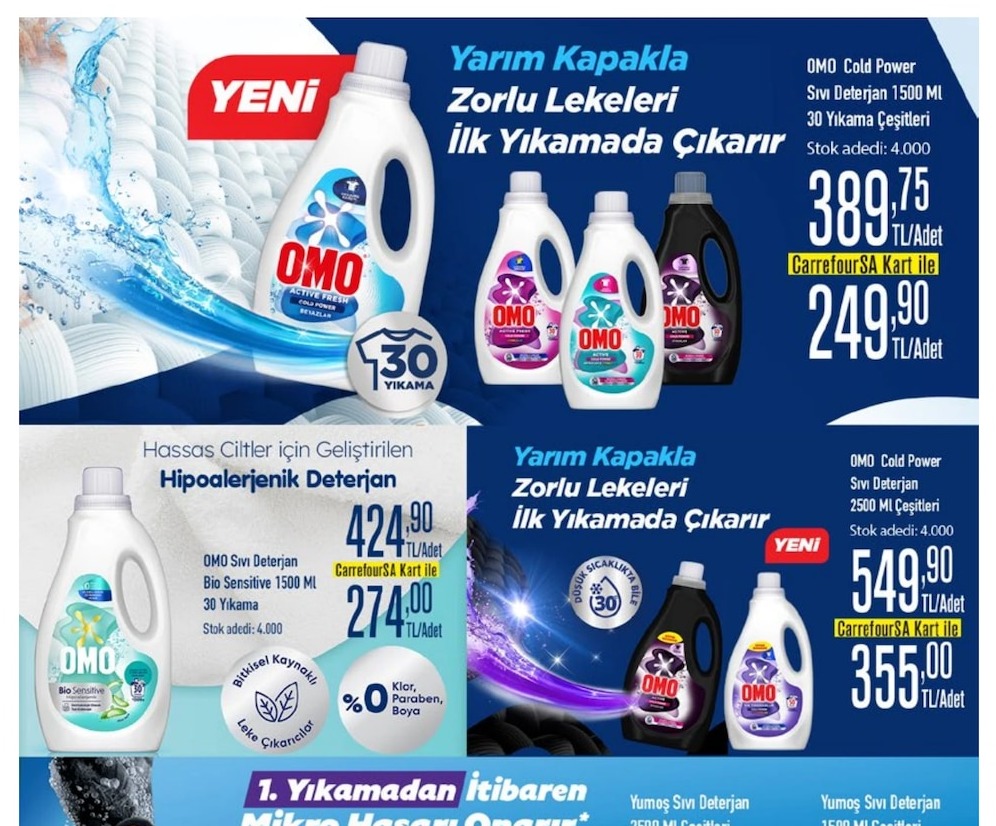 Omo Cold Power Sıvı Deterjan 1500 Ml