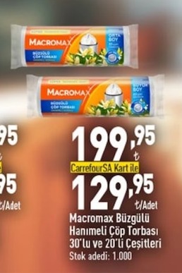 Macromax Büzgülü Hanımeli Çöp Torbası 30'Lu Ve 20'Li Çeşitleri