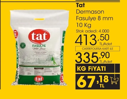 Tat Dermason Fasulye 8 Mm 10 Kg