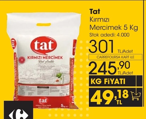 Tat Kırmızı Mercimek 5 Kg
