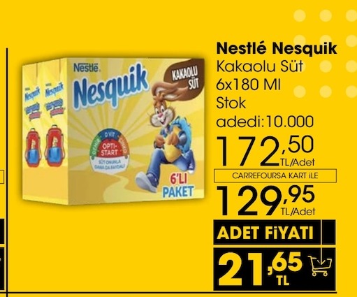 Nestlé Nesquik Kakaolu Süt 6X180 Ml
