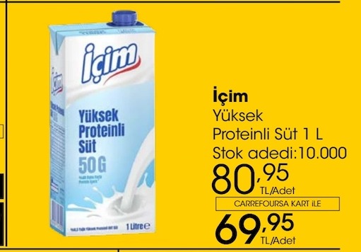 İçim Yüksek Proteinli Süt 1 Lt