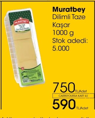 Muratbey Dilimli Taze Kaşar Peyniri 1000 G