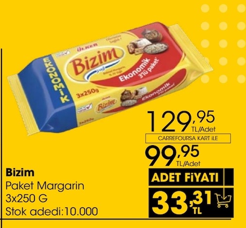 Bizim Paket Margarin 3X250 G