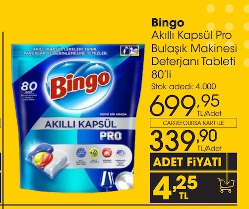 Bingo Akıllı Kapsül Pro Bulaşık Makinesi Deterjanı Tableti 80'Li