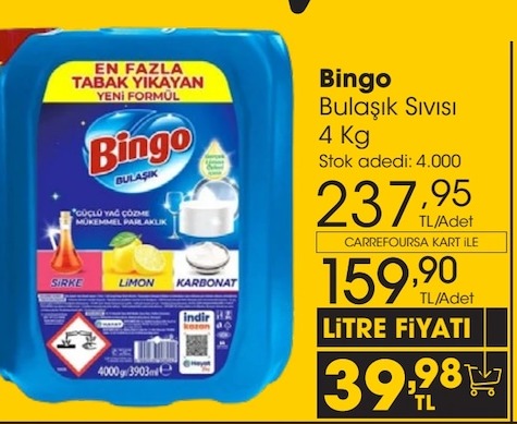 Bingo Bulaşık Sıvısı 4 Kg