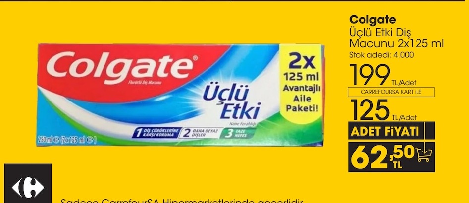 Colgate Üçlü Etki Diş Macunu 2X125 Ml