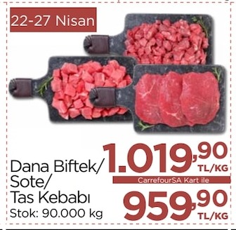 Dana Biftek/ Sote/ Taş Kebabı 1 Kg