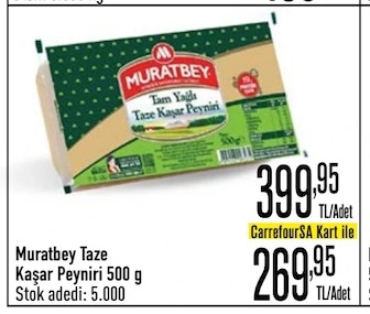 Muratbey Taze Kaşar Peyniri 500 G