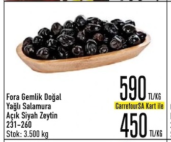 Fora Gemlik Doğal Yağlı Salamura Açık Siyah Zeytin 500 G