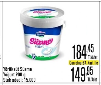 Yörüksüt Süzme Yoğurt 900 G