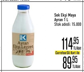 Sek Ekşi Maya Ayran 1 L