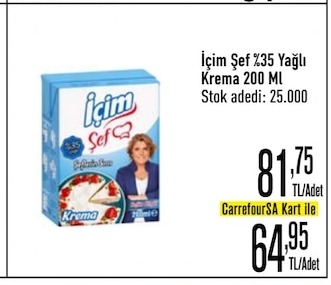 İçim Şef %35 Yağlı Krema 200 Ml