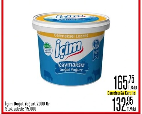 İçim Doğal Yoğurt 2000 Gr