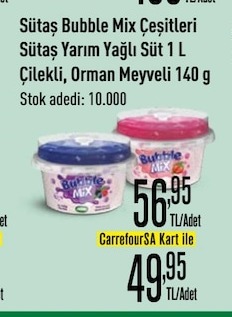 Sütaş Bubble Mix Çeşitleri Çilekli, Orman Meyveli 140 G