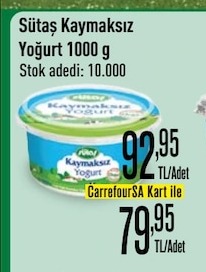 Sütaş Kaymaksız Yoğurt 1000 G