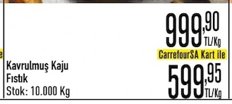 Kavrulmuş Kaju Fıstık 10.000 Kg