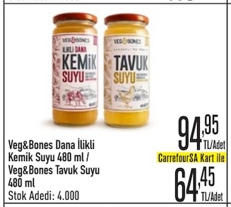 Veg&Bones Dana İlikli Kemik Suyu / Veg&Bones Tavuk Suyu 480 Ml