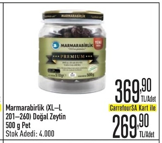 Marmarabirlik (Xl-L) 201-260 Doğal Zeytin 500 G Pet