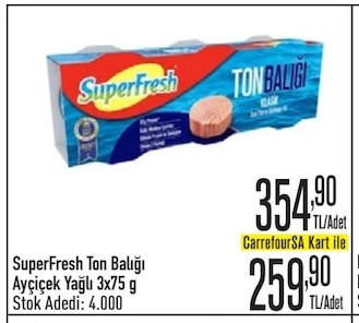 Superfresh Ton Balığı Ayçiçek Yağlı 3X75 G