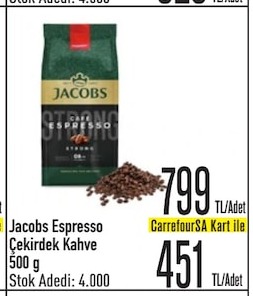 Jacobs Espresso Çekirdek Kahve 500G