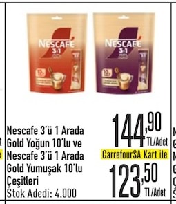 Nescafe 3'Ü 1 Arada Gold Yoğun Ve Yumuşak 10'Lu Çeşitleri
