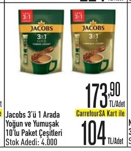 Jacobs 3'Ü 1 Arada Yoğun Ve Yumuşak 10'Lu Paket Çeşitleri