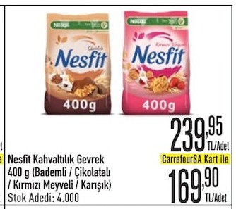 Nesfit Kahvaltılık Gevrek 400G (Bademli / Çikolatalı / Kırmızı Meyveli / Karışık)