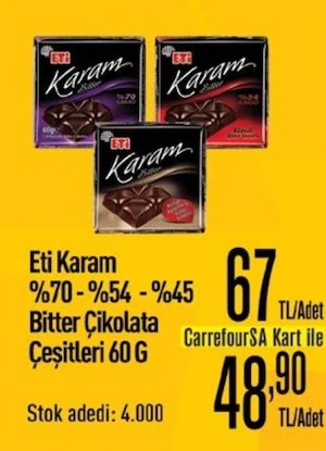 Eti Karam %70 - %54 - %45 Bitter Çikolata Çeşitleri 60 G