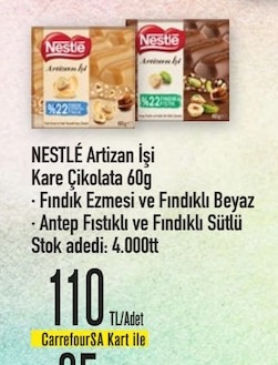 Nestlé Artizan İşi Kare Çikolata 60G
