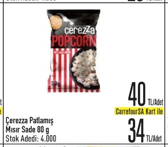 Cerezka Patlamış Mısır Sade 80 G
