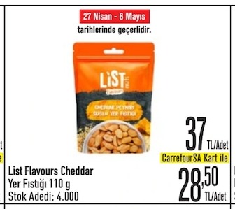 List Flavours Cheddar Yer Fıstığı 110 G