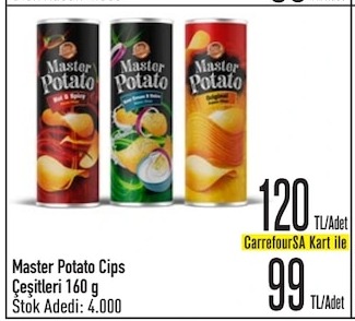 Master Potato Cips Çeşitleri 160 G