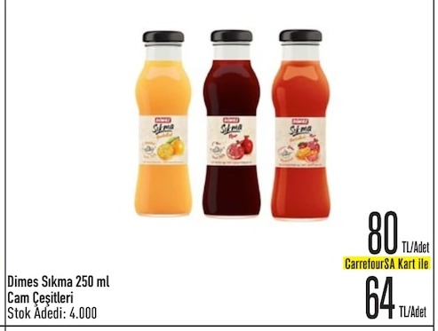 Dimes Sıkma 250 Ml Cam Çeşitleri