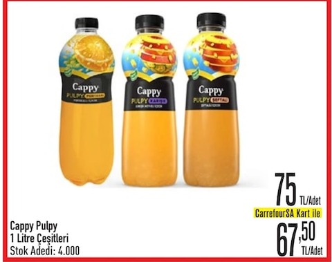 Cappy Pulpy Portakal Suyu 1 Litre