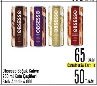 Obsesso Soğuk Kahve 250 Ml Kutu Çeşitleri