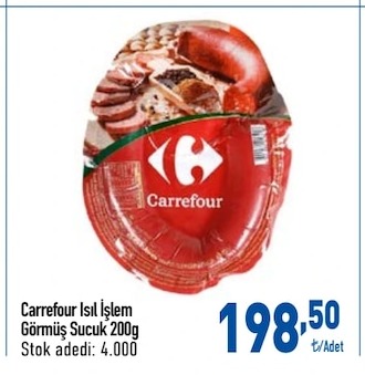 Carrefour Isıl İşlem Görmüş Sucuk 200G