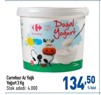 Carrefour Az Yağlı Yoğurt 3 Kg