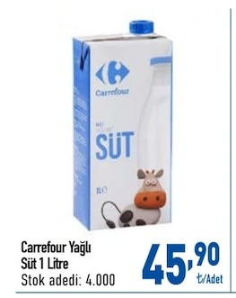Carrefour Yağlı Süt 1 Litre
