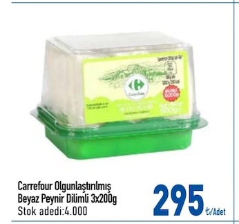 Carrefour Olgunlaştırılmış Beyaz Peynir Dilimli 3X200G